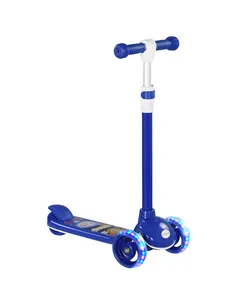 AIYAPLAY Kids 3 Wheel Scooter for 2-6 Years Old w/ Adjustable Height, LED Light, TPE Handlebar, Blue