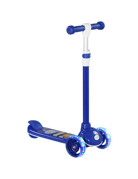 AIYAPLAY Kids 3 Wheel Scooter for 2-6 Years Old w/ Adjustable Height, LED Light, TPE Handlebar, Blue