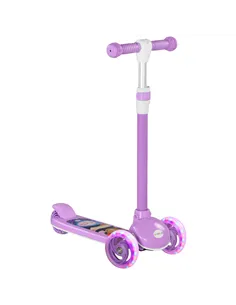 AIYAPLAY Kids 3 Wheel Scooter for 2-6 Years Old w/ Adjustable Height, LED Light, TPE Handlebar, Purple