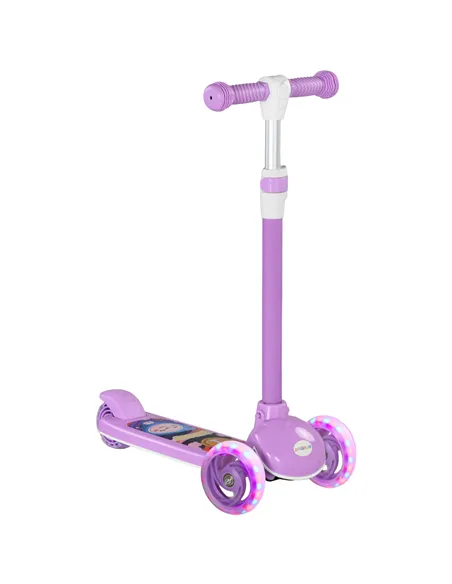 AIYAPLAY Kids 3 Wheel Scooter for 2-6 Years Old w/ Adjustable Height, LED Light, TPE Handlebar, Purple