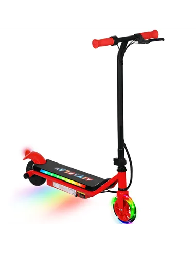 AIYAPLAY Electric Scooter for Kids Aged 6-14 Years, with Colourful Lights, Red