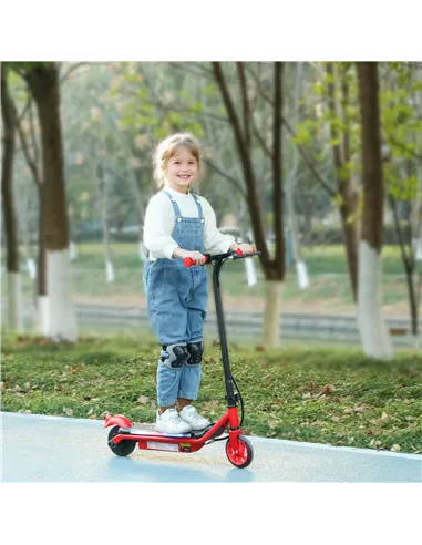 AIYAPLAY Electric Scooter for Kids Aged 6-14 Years, with Colourful Lights, Red