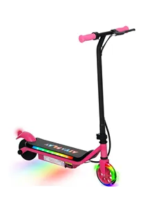 AIYAPLAY Electric Scooter for Kids Aged 6-14 Years, with Colourful Lights, Pink