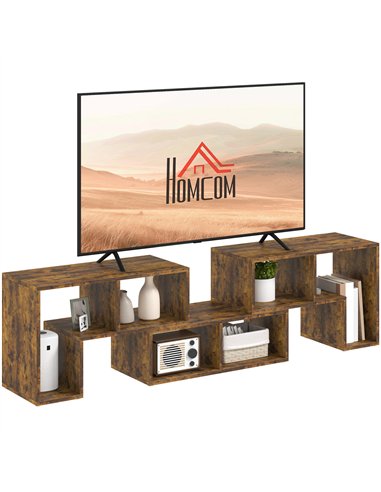 HOMCOM Three-Block Modular TV Stand - Rustic Brown
