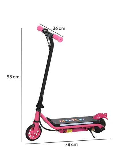 AIYAPLAY Electric Scooter for Kids Aged 6-14 Years, with Colourful Lights, Pink
