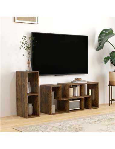 HOMCOM Three-Block Modular TV Stand - Rustic Brown