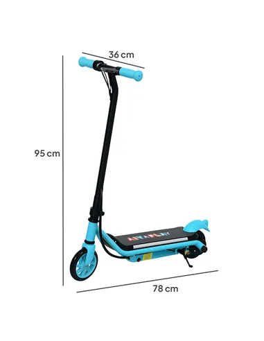 AIYAPLAY Electric Scooter for Kids Aged 6-14 Years, with Colourful Lights, Blue