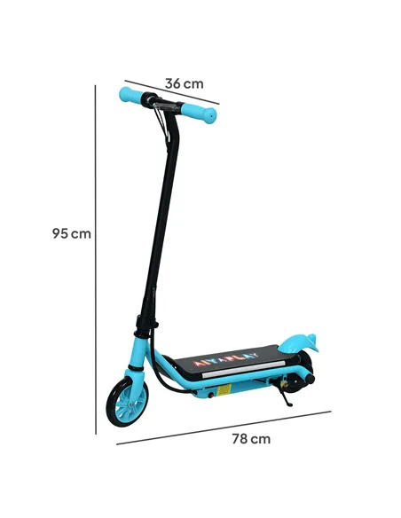 AIYAPLAY Electric Scooter for Kids Aged 6-14 Years, with Colourful Lights, Blue