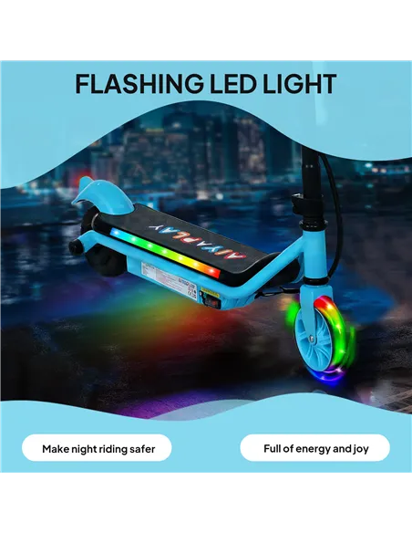 AIYAPLAY Electric Scooter for Kids Aged 6-14 Years, with Colourful Lights, Blue