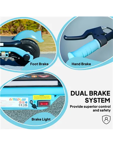 AIYAPLAY Electric Scooter for Kids Aged 6-14 Years, with Colourful Lights, Blue