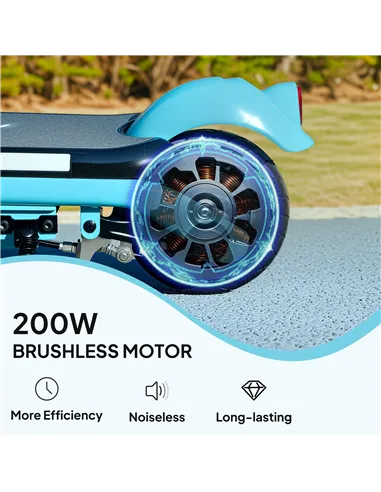 AIYAPLAY Electric Scooter for Kids Aged 6-14 Years, with Colourful Lights, Blue