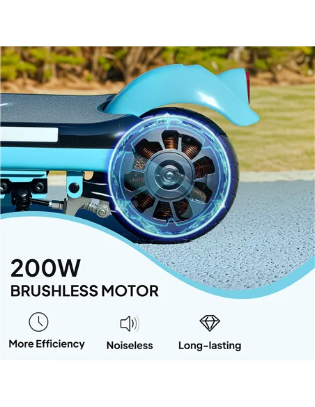 AIYAPLAY Electric Scooter for Kids Aged 6-14 Years, with Colourful Lights, Blue