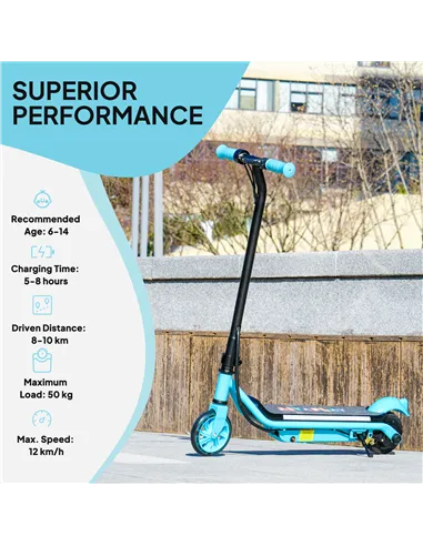 AIYAPLAY Electric Scooter for Kids Aged 6-14 Years, with Colourful Lights, Blue
