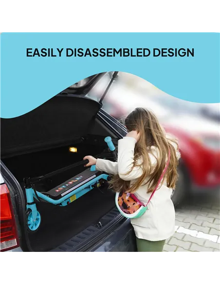 AIYAPLAY Electric Scooter for Kids Aged 6-14 Years, with Colourful Lights, Blue