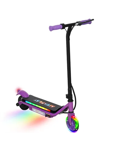 AIYAPLAY Electric Scooter for Kids Aged 6-14 Years, with Colourful Lights, Purple