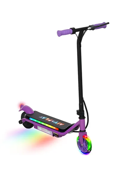 AIYAPLAY Electric Scooter for Kids Aged 6-14 Years, with Colourful Lights, Purple