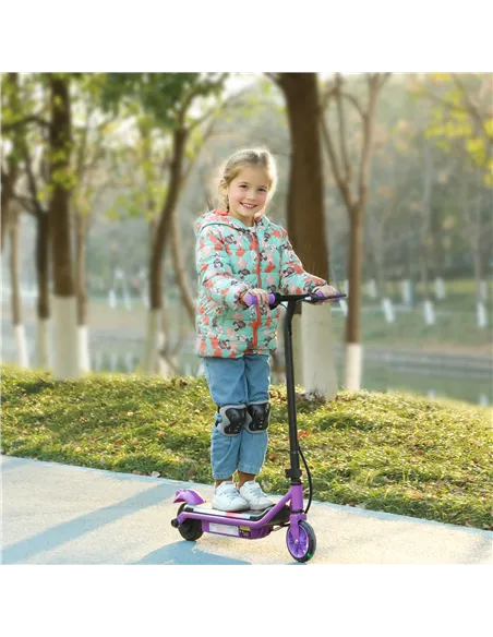 AIYAPLAY Electric Scooter for Kids Aged 6-14 Years, with Colourful Lights, Purple