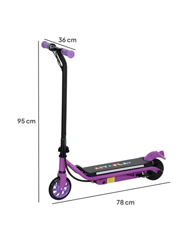 AIYAPLAY Electric Scooter for Kids Aged 6-14 Years, with Colourful Lights, Purple