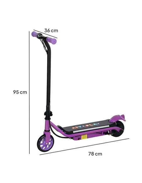 AIYAPLAY Electric Scooter for Kids Aged 6-14 Years, with Colourful Lights, Purple