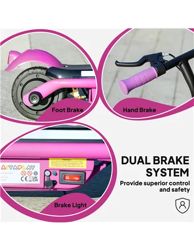 AIYAPLAY Electric Scooter for Kids Aged 6-14 Years, with Colourful Lights, Purple