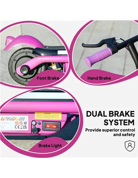 AIYAPLAY Electric Scooter for Kids Aged 6-14 Years, with Colourful Lights, Purple