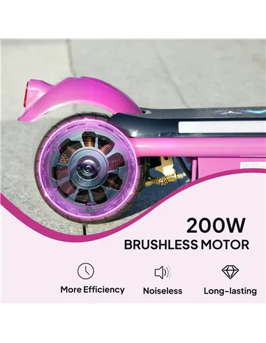 AIYAPLAY Electric Scooter for Kids Aged 6-14 Years, with Colourful Lights, Purple