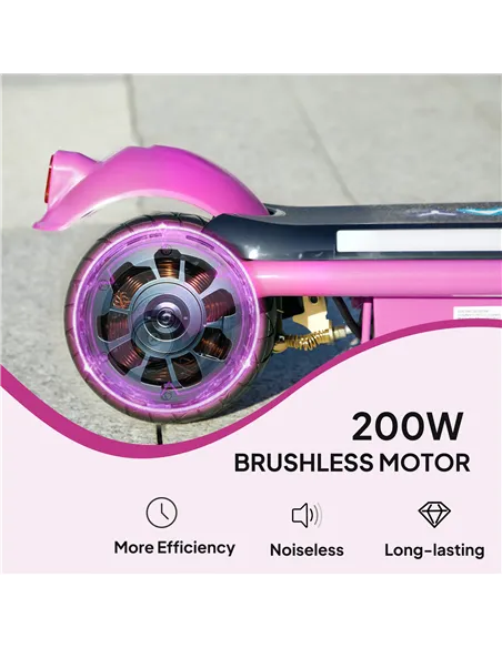 AIYAPLAY Electric Scooter for Kids Aged 6-14 Years, with Colourful Lights, Purple