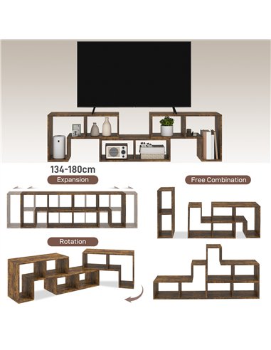 HOMCOM Three-Block Modular TV Stand - Rustic Brown