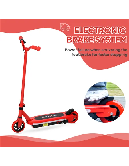 AIYAPLAY Electric Scooter for Kids 6-14 Years, with Colourful Lights, Red
