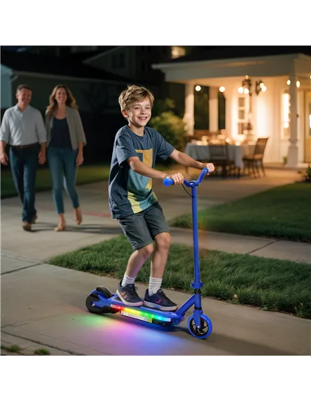 AIYAPLAY Electric Scooter for Kids 6-14 Years, with Colourful Lights, Blue