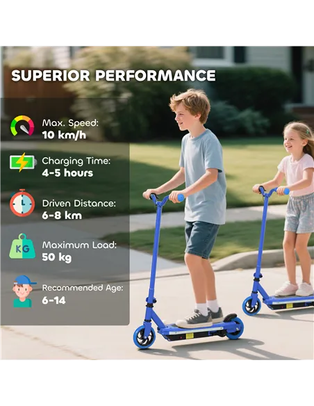 AIYAPLAY Electric Scooter for Kids 6-14 Years, with Colourful Lights, Blue