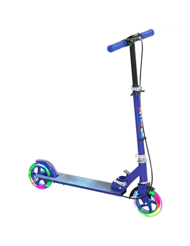 AIYAPLAY Scooter for Kids Aged 3-8 Years, with Adjustable Handle, Two Light Up Wheels, Handbrake, Rear Brake, Blue