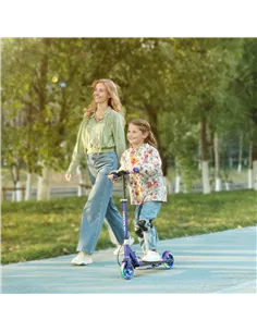 AIYAPLAY Scooter for Kids Aged 3-8 Years, with Adjustable Handle, Two Light Up Wheels, Handbrake, Rear Brake, Blue 2