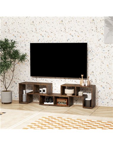 HOMCOM Three-Block Modular TV Stand - Rustic Brown