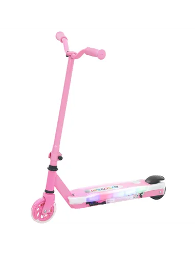AIYAPLAY Electric Scooter for Kids Aged 4-7 Years, with Flashing LED Lights, Rear Auxiliary Wheels, Pink