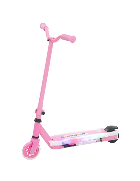AIYAPLAY Electric Scooter for Kids Aged 4-7 Years, with Flashing LED Lights, Rear Auxiliary Wheels, Pink