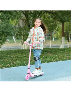 AIYAPLAY Electric Scooter for Kids Aged 4-7 Years, with Flashing LED Lights, Rear Auxiliary Wheels, Pink 2