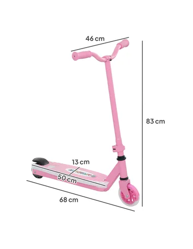 AIYAPLAY Electric Scooter for Kids Aged 4-7 Years, with Flashing LED Lights, Rear Auxiliary Wheels, Pink