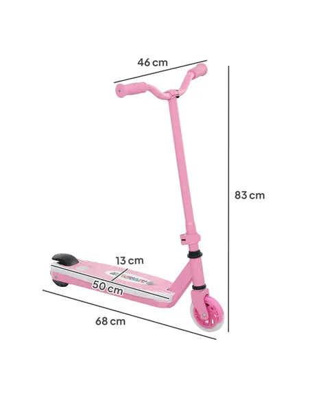 AIYAPLAY Electric Scooter for Kids Aged 4-7 Years, with Flashing LED Lights, Rear Auxiliary Wheels, Pink