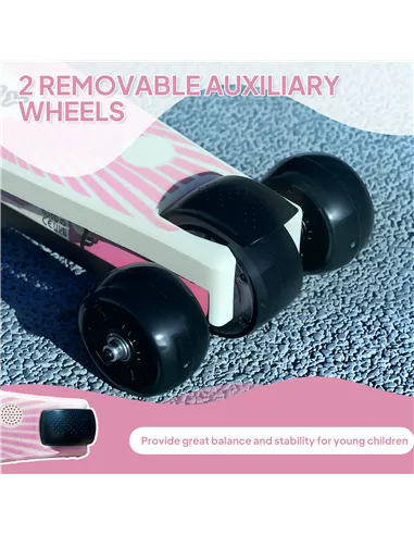 AIYAPLAY Electric Scooter for Kids Aged 4-7 Years, with Flashing LED Lights, Rear Auxiliary Wheels, Pink