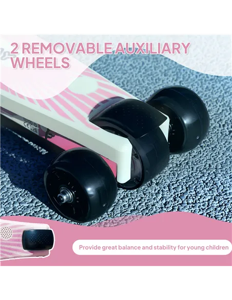 AIYAPLAY Electric Scooter for Kids Aged 4-7 Years, with Flashing LED Lights, Rear Auxiliary Wheels, Pink