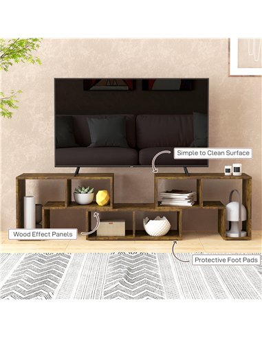 HOMCOM Three-Block Modular TV Stand - Rustic Brown
