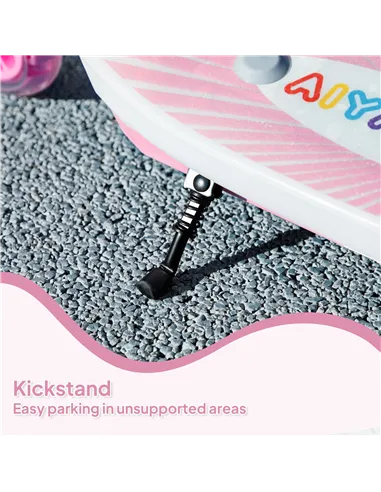 AIYAPLAY Electric Scooter for Kids Aged 4-7 Years, with Flashing LED Lights, Rear Auxiliary Wheels, Pink
