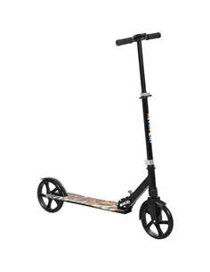 AIYAPLAY Foldable Kids Scooter with Adjustable Handlebar, 200mm Big Wheel, Rear Fender Brake, for Ages 6-12 Years, Black
