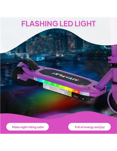 AIYAPLAY Electric Scooter for Kids 6-14 Years, with Colourful Lights, Purple