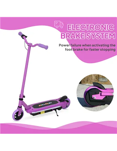 AIYAPLAY Electric Scooter for Kids 6-14 Years, with Colourful Lights, Purple