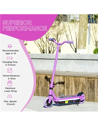AIYAPLAY Electric Scooter for Kids 6-14 Years, with Colourful Lights, Purple