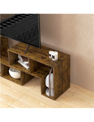HOMCOM Three-Block Modular TV Stand - Rustic Brown