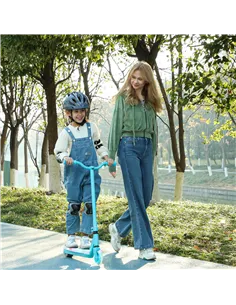 AIYAPLAY Electric Scooter for Kids Aged 4-7 Years, with Flashing LED Lights, Rear Auxiliary Wheels, Blue 2