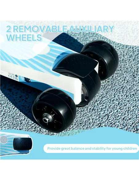 AIYAPLAY Electric Scooter for Kids Aged 4-7 Years, with Flashing LED Lights, Rear Auxiliary Wheels, Blue